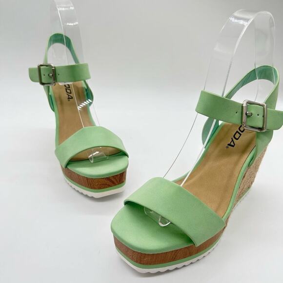 Soda Sandal Womens 5.5 Mint Green Wedge Espadrille Platform Strappy Sandals NEW‎ - Picture 1 of 11